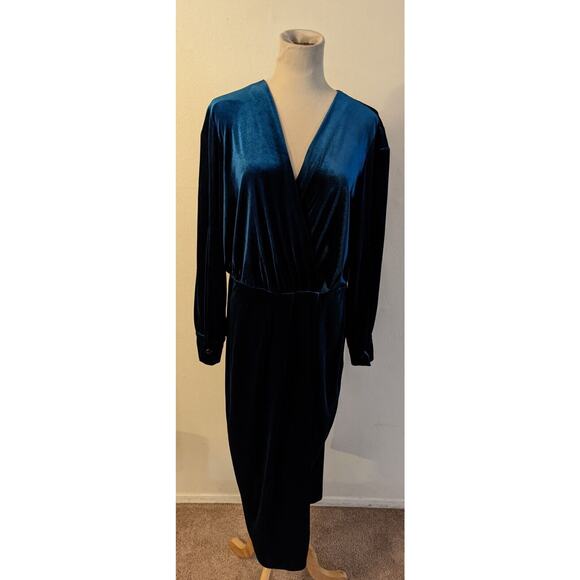 New The Linen Atelier sz L Cara Teal Velvet Velour Wedding Dress E2 - Picture 1 of 5